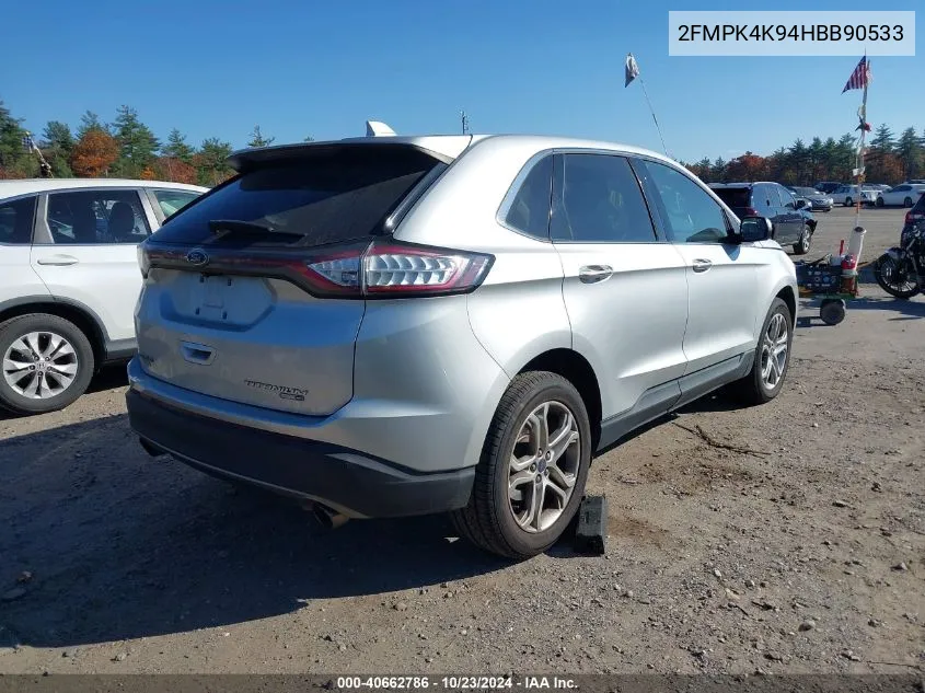 2017 Ford Edge Titanium VIN: 2FMPK4K94HBB90533 Lot: 40662786