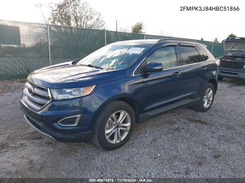 2017 Ford Edge Sel VIN: 2FMPK3J84HBC51866 Lot: 40673078