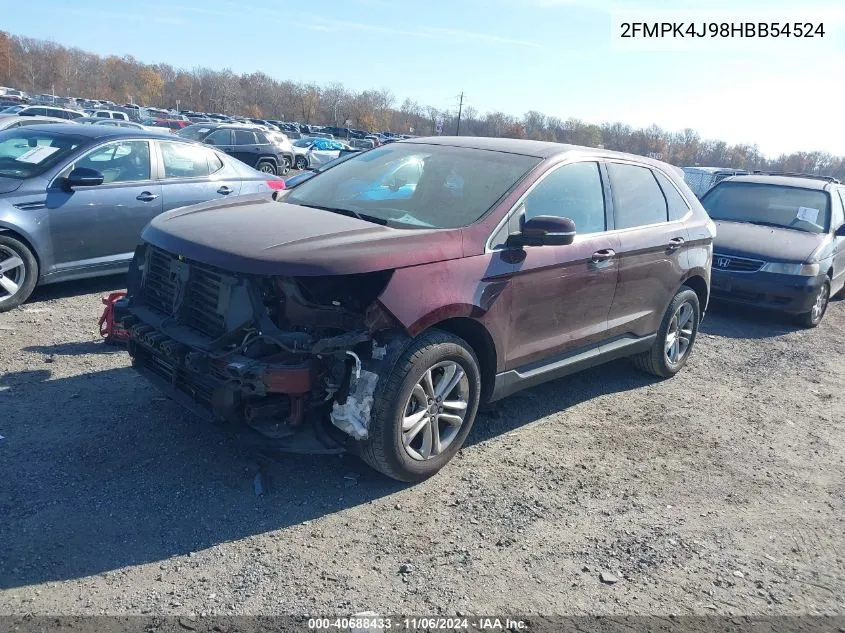 2017 Ford Edge Sel VIN: 2FMPK4J98HBB54524 Lot: 40688433