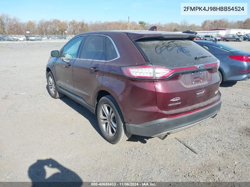 2017 Ford Edge Sel VIN: 2FMPK4J98HBB54524 Lot: 40688433