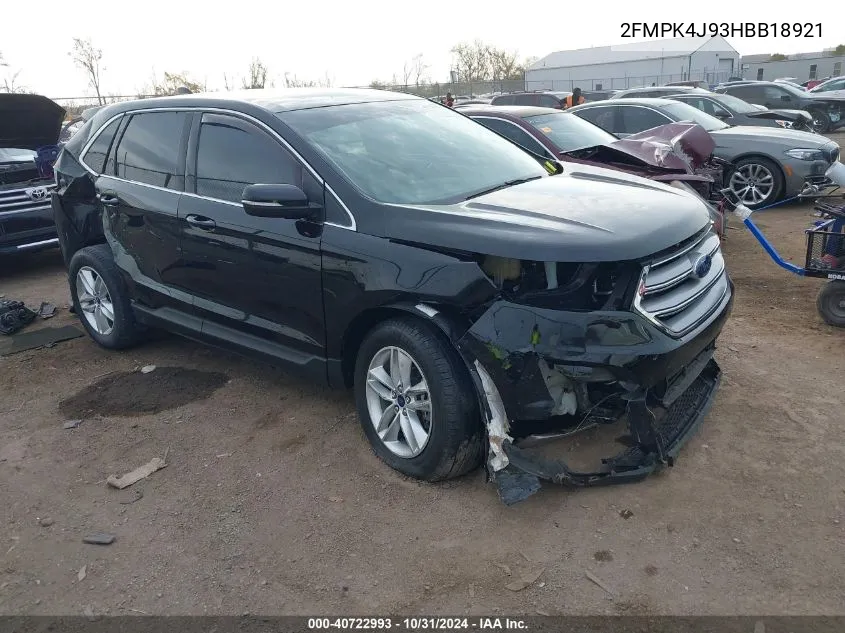 2017 Ford Edge Sel VIN: 2FMPK4J93HBB18921 Lot: 40722993