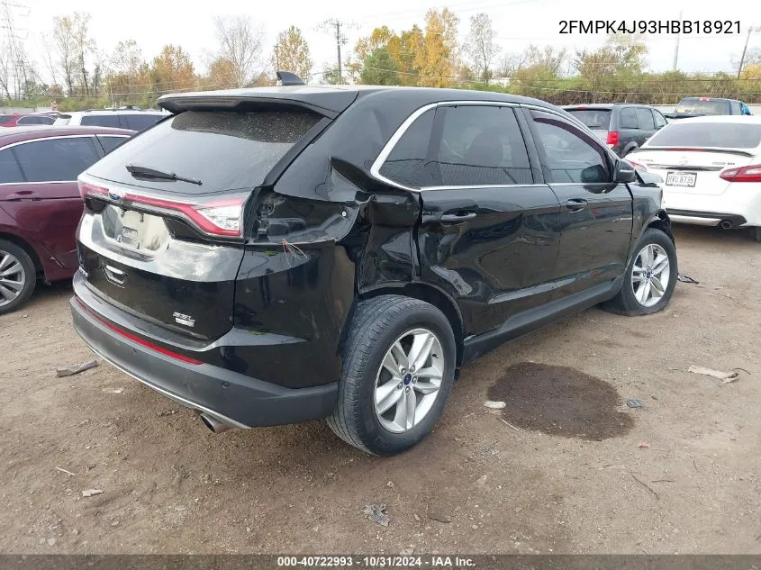 2017 Ford Edge Sel VIN: 2FMPK4J93HBB18921 Lot: 40722993