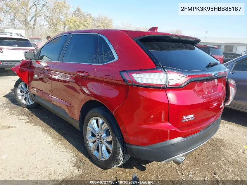 2017 Ford Edge Titanium VIN: 2FMPK3K95HBB85187 Lot: 40727798