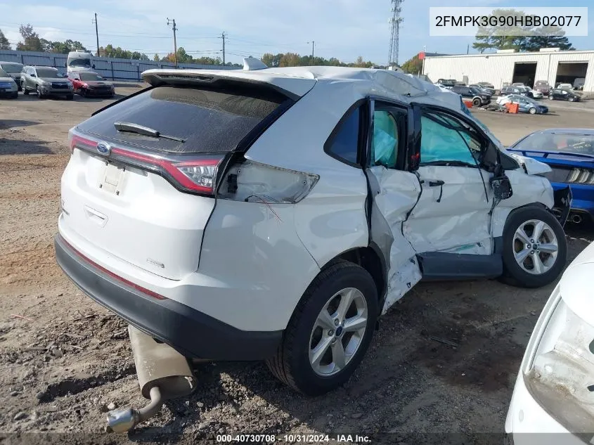 2017 Ford Edge Se VIN: 2FMPK3G90HBB02077 Lot: 40730708