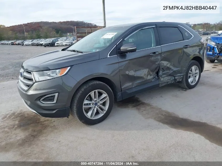 2017 Ford Edge Sel VIN: 2FMPK4J82HBB40447 Lot: 40747284