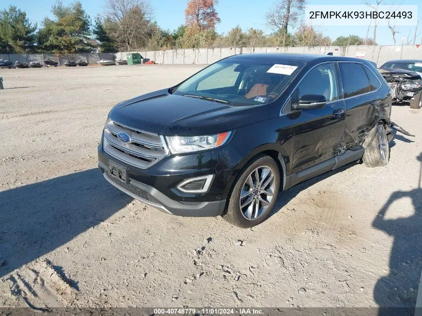 2017 Ford Edge Titanium VIN: 2FMPK4K93HBC24493 Lot: 40748779