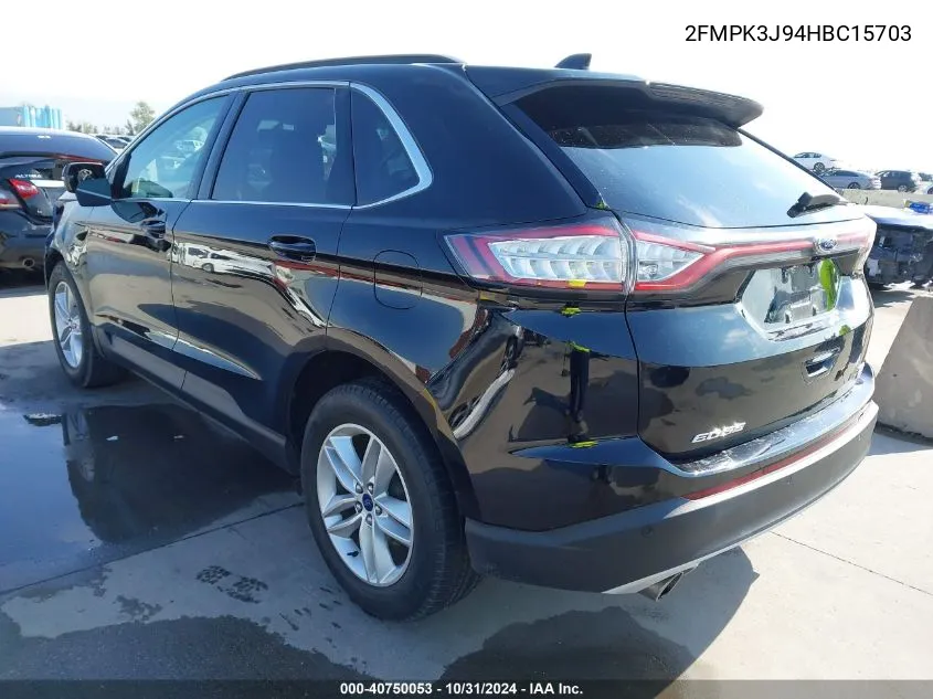 2017 Ford Edge Sel VIN: 2FMPK3J94HBC15703 Lot: 40750053