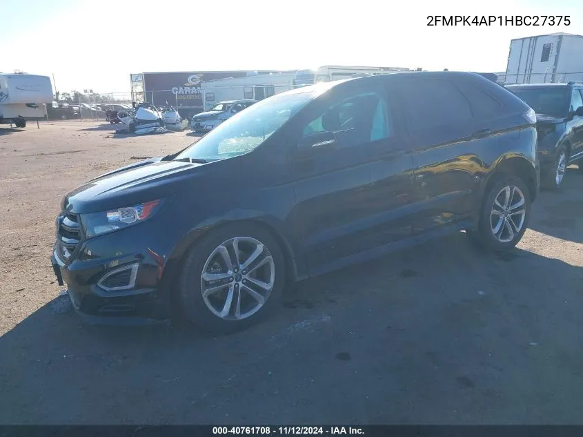 2017 Ford Edge Sport VIN: 2FMPK4AP1HBC27375 Lot: 40761708