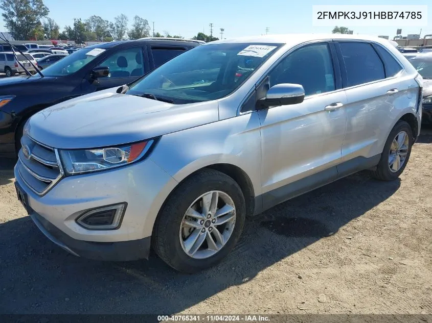 2017 Ford Edge Sel VIN: 2FMPK3J91HBB74785 Lot: 40765341