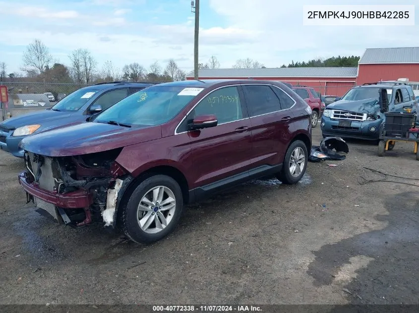 2017 Ford Edge Sel VIN: 2FMPK4J90HBB42285 Lot: 40772338