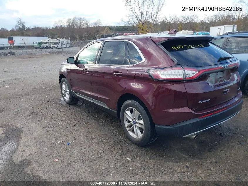 2017 Ford Edge Sel VIN: 2FMPK4J90HBB42285 Lot: 40772338