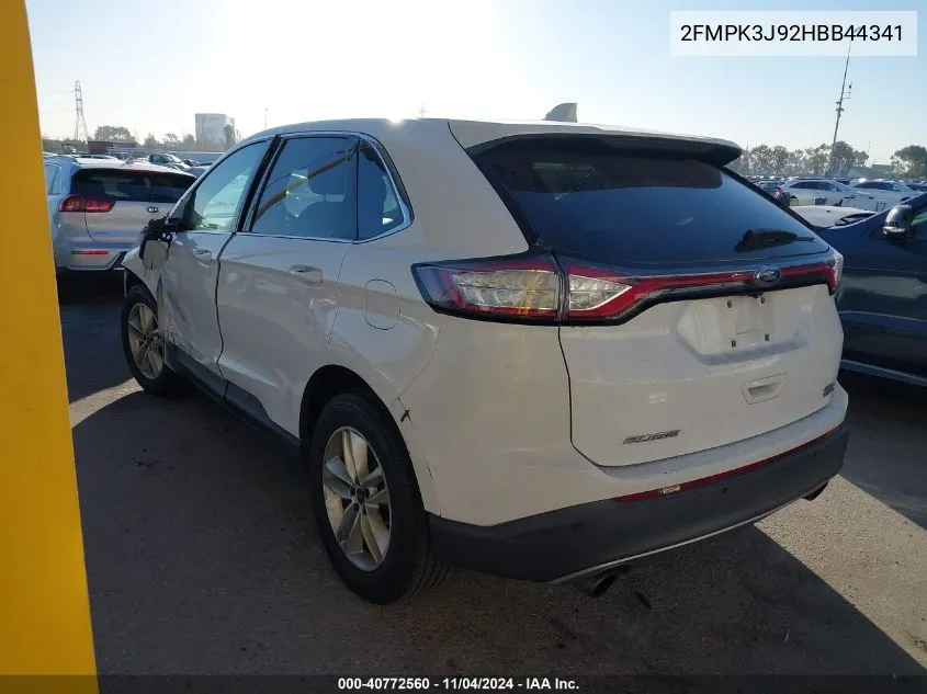 2017 Ford Edge Sel VIN: 2FMPK3J92HBB44341 Lot: 40772560