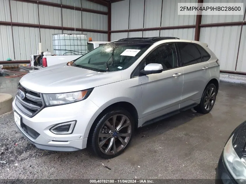 2017 Ford Edge Sport VIN: 2FMPK4AP9HBC28600 Lot: 40782180