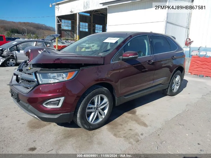 2017 Ford Edge Sel VIN: 2FMPK4J89HBB67581 Lot: 40809901