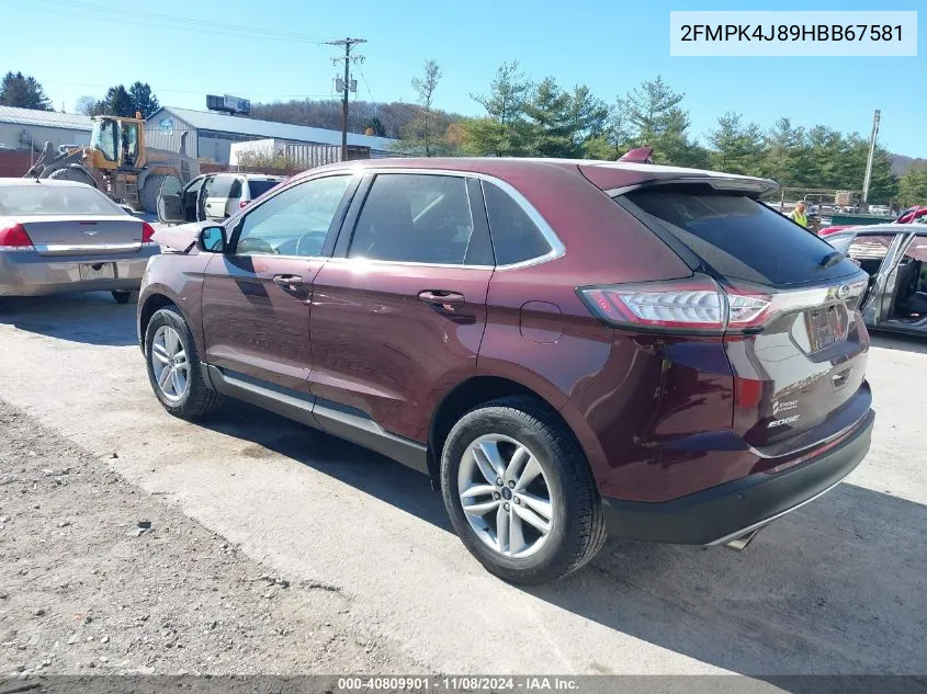 2017 Ford Edge Sel VIN: 2FMPK4J89HBB67581 Lot: 40809901