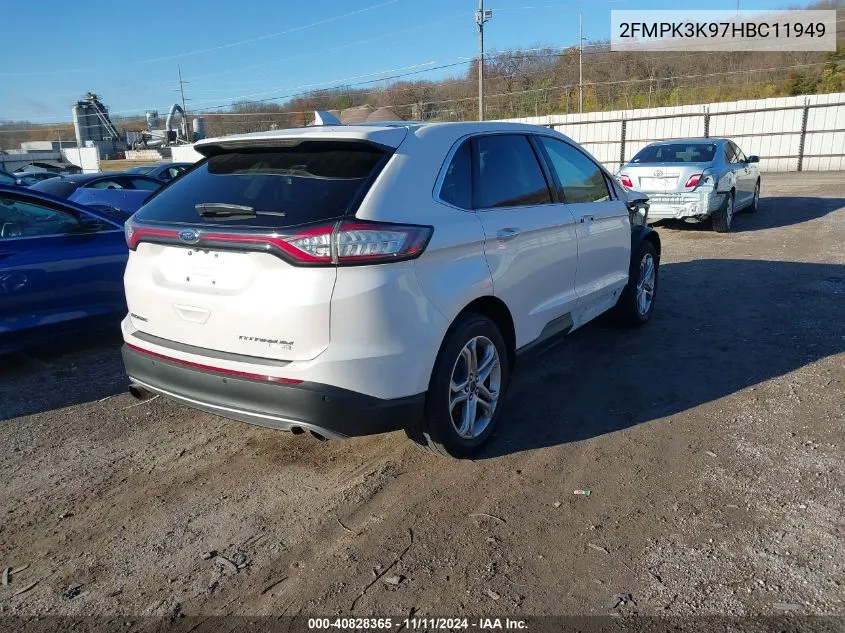 2017 Ford Edge Titanium VIN: 2FMPK3K97HBC11949 Lot: 40828365