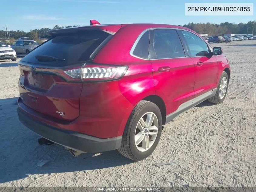 2017 Ford Edge Sel VIN: 2FMPK4J89HBC04855 Lot: 40842400