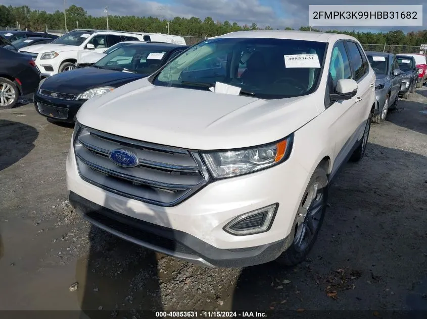 2017 Ford Edge Titanium VIN: 2FMPK3K99HBB31682 Lot: 40853631