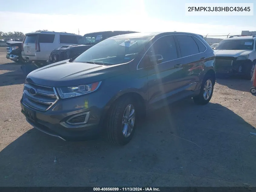 2017 Ford Edge Sel VIN: 2FMPK3J83HBC43645 Lot: 40856099