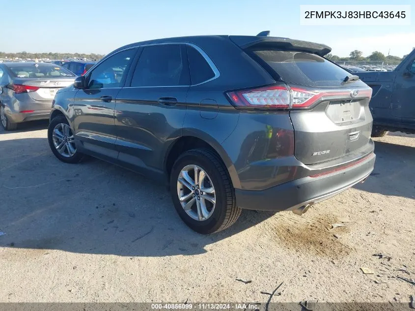 2017 Ford Edge Sel VIN: 2FMPK3J83HBC43645 Lot: 40856099