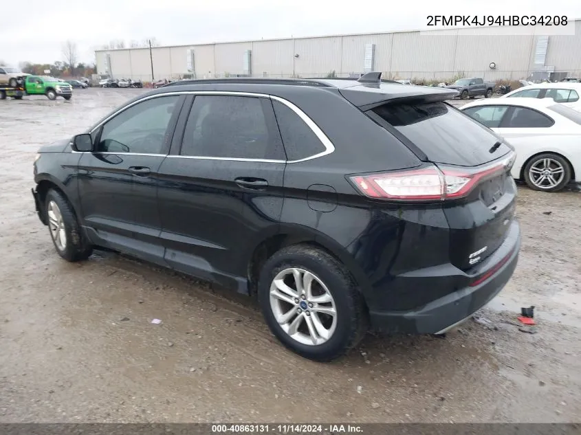 2017 Ford Edge Sel VIN: 2FMPK4J94HBC34208 Lot: 40863131