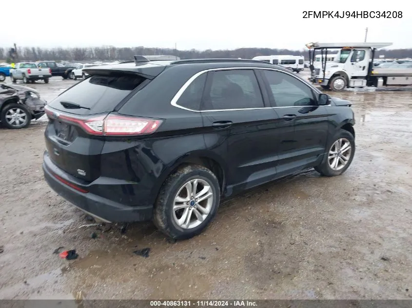 2017 Ford Edge Sel VIN: 2FMPK4J94HBC34208 Lot: 40863131