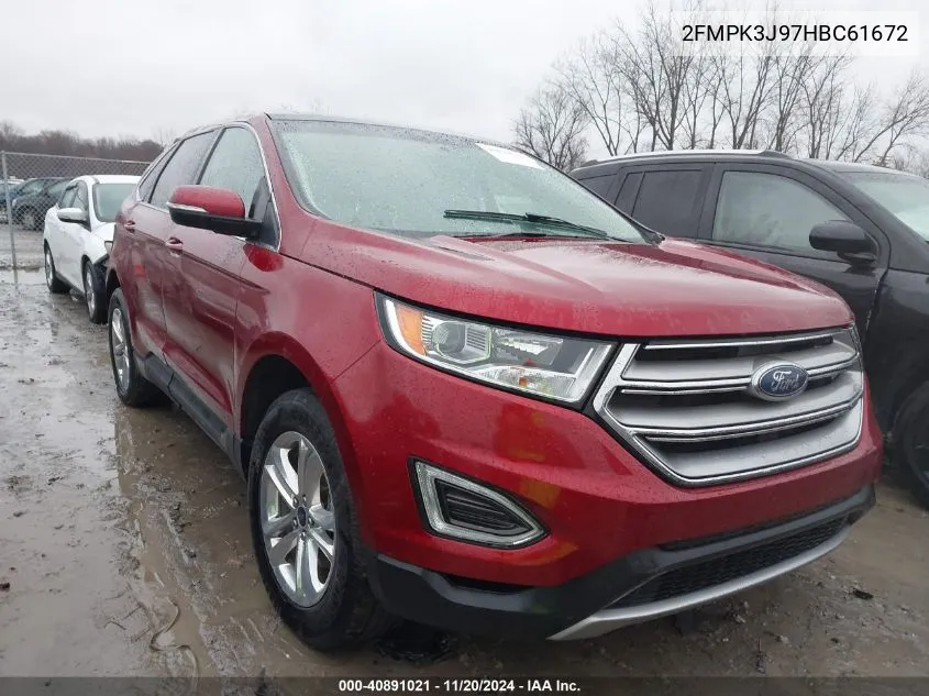 2017 Ford Edge Sel VIN: 2FMPK3J97HBC61672 Lot: 40891021