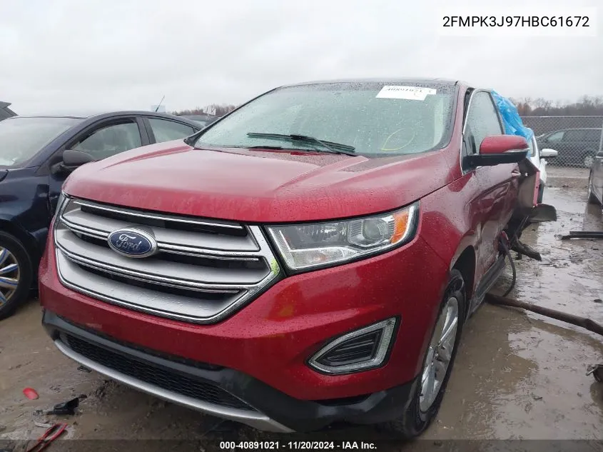 2017 Ford Edge Sel VIN: 2FMPK3J97HBC61672 Lot: 40891021