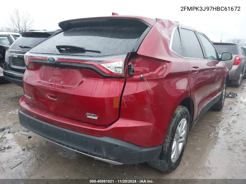 2017 Ford Edge Sel VIN: 2FMPK3J97HBC61672 Lot: 40891021