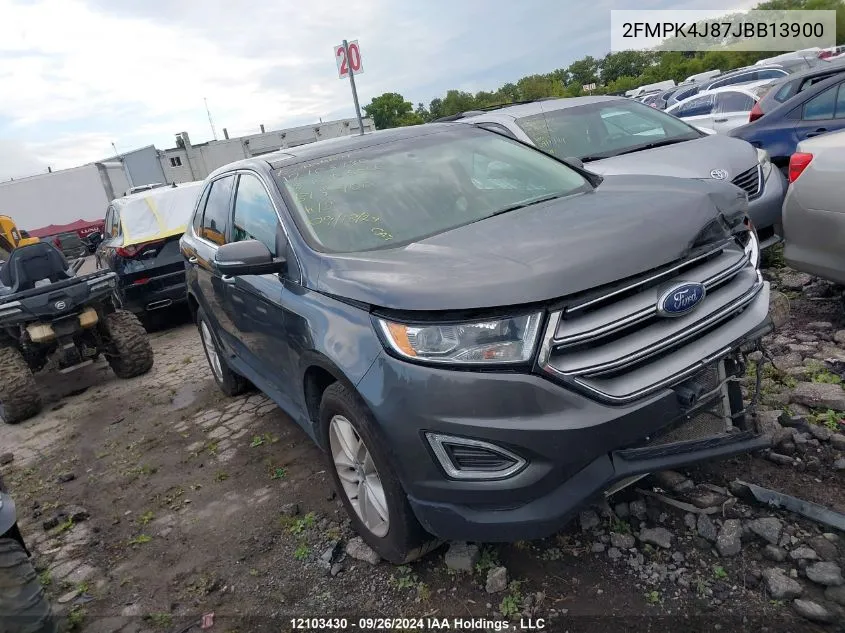 2018 Ford Edge Sel VIN: 2FMPK4J87JBB13900 Lot: 12103430