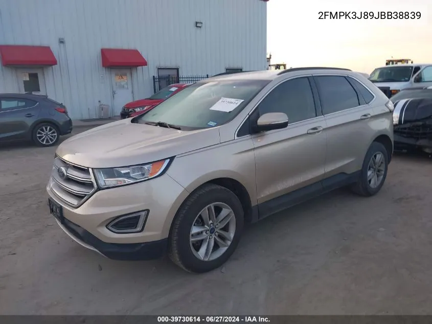 2018 Ford Edge Sel VIN: 2FMPK3J89JBB38839 Lot: 39730614