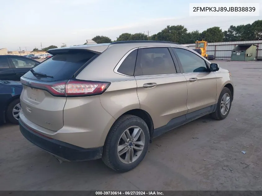 2018 Ford Edge Sel VIN: 2FMPK3J89JBB38839 Lot: 39730614