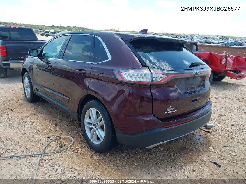 2018 Ford Edge Sel VIN: 2FMPK3J9XJBC26677 Lot: 39876059