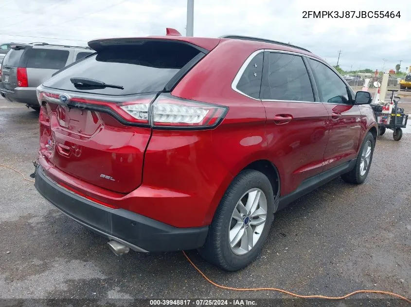 2018 Ford Edge Sel VIN: 2FMPK3J87JBC55464 Lot: 39948817