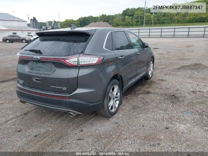 2018 Ford Edge Titanium VIN: 2FMPK4K87JBB87347 Lot: 40032751