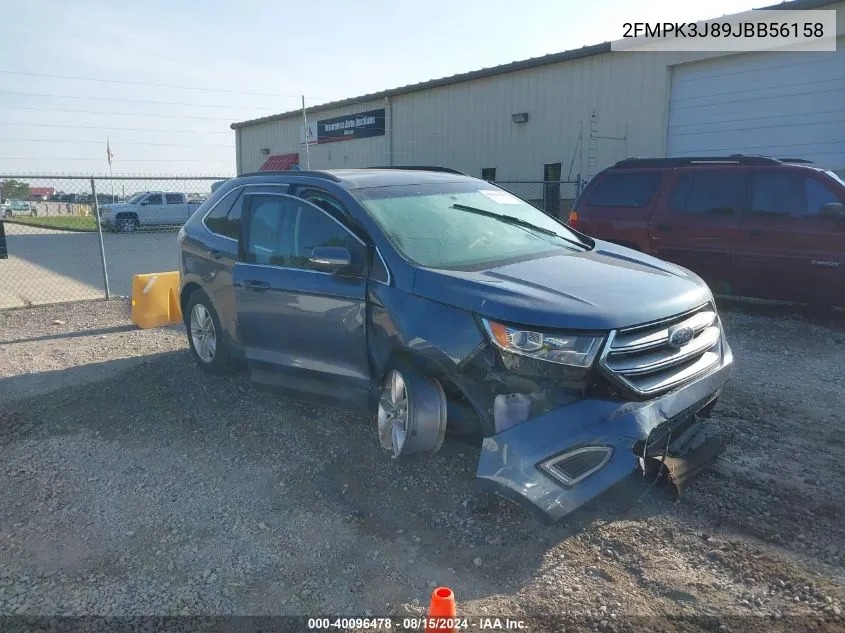 2018 Ford Edge Sel VIN: 2FMPK3J89JBB56158 Lot: 40096478