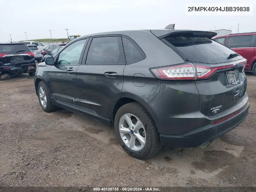 2018 Ford Edge Se VIN: 2FMPK4G94JBB39838 Lot: 40138755