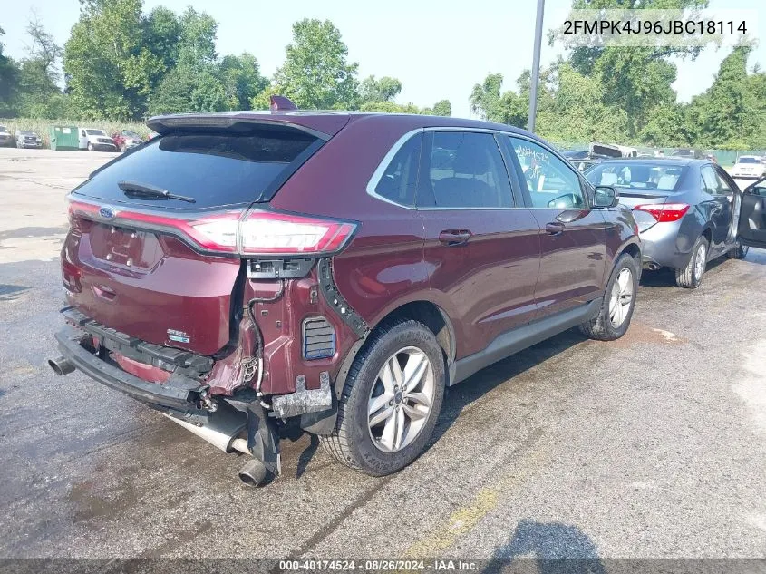 2018 Ford Edge Sel VIN: 2FMPK4J96JBC18114 Lot: 40174524