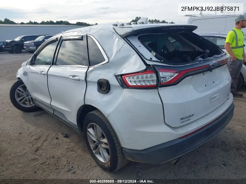 2018 Ford Edge Sel VIN: 2FMPK3J92JBB75871 Lot: 40289588