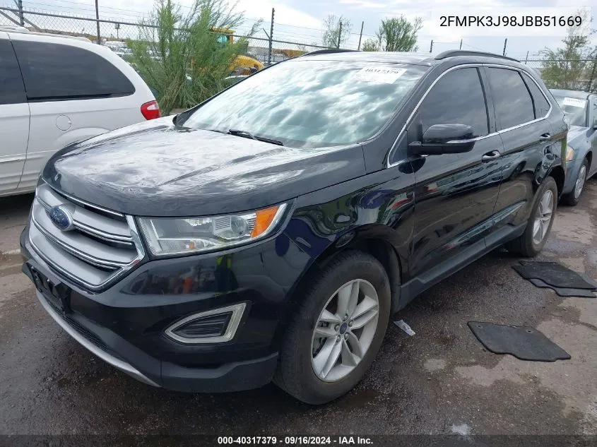 2018 Ford Edge Sel VIN: 2FMPK3J98JBB51669 Lot: 40317379