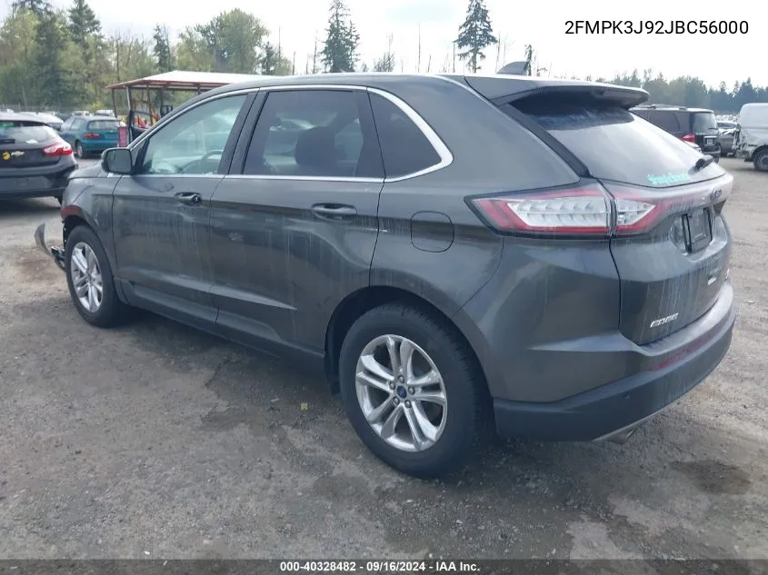 2018 Ford Edge Sel VIN: 2FMPK3J92JBC56000 Lot: 40328482