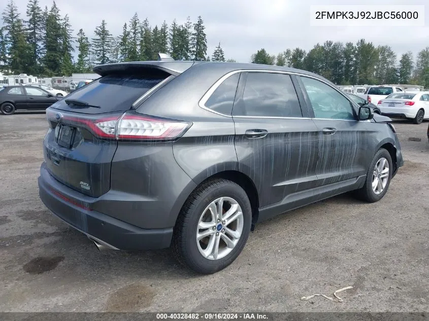 2018 Ford Edge Sel VIN: 2FMPK3J92JBC56000 Lot: 40328482