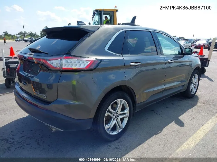 2018 Ford Edge Titanium VIN: 2FMPK4K86JBB87100 Lot: 40344999