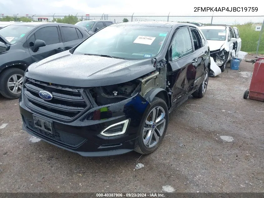 2018 Ford Edge Sport VIN: 2FMPK4AP4JBC19759 Lot: 40387906