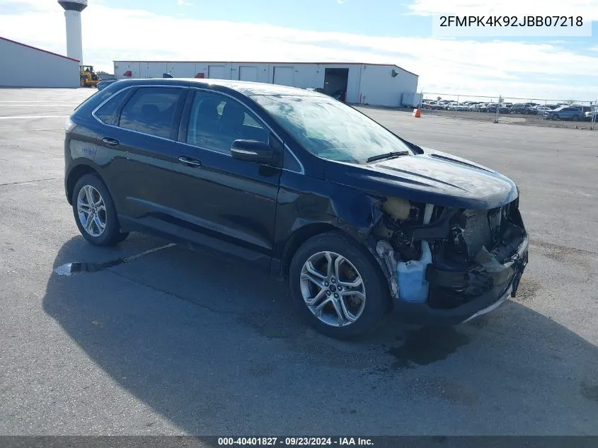 2018 Ford Edge Titanium VIN: 2FMPK4K92JBB07218 Lot: 40401827