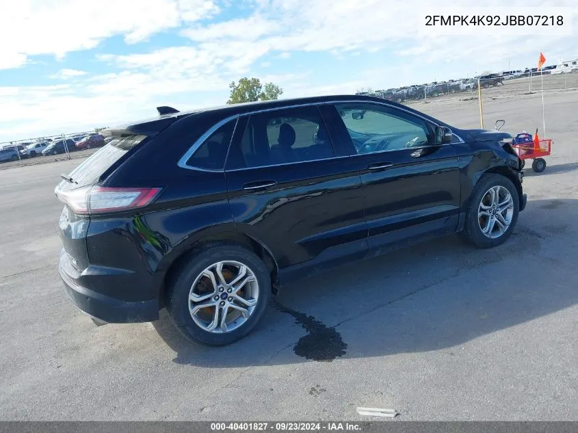 2018 Ford Edge Titanium VIN: 2FMPK4K92JBB07218 Lot: 40401827