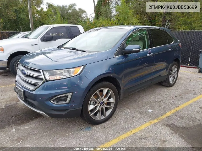 2018 Ford Edge Titanium VIN: 2FMPK4K83JBB58699 Lot: 40408086