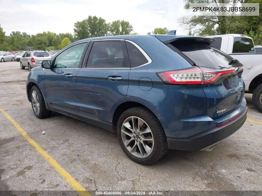 2018 Ford Edge Titanium VIN: 2FMPK4K83JBB58699 Lot: 40408086