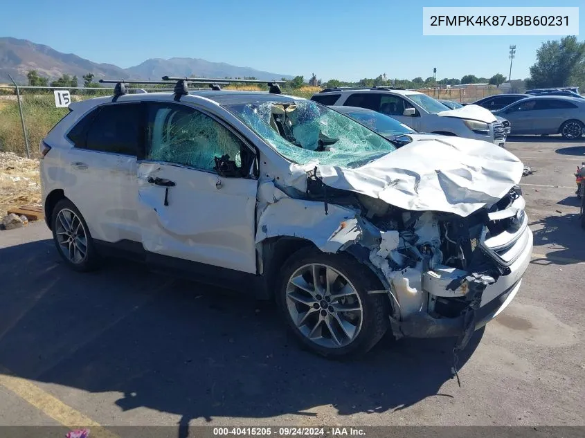 2018 Ford Edge Titanium VIN: 2FMPK4K87JBB60231 Lot: 40415205