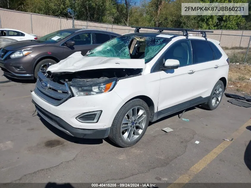 2018 Ford Edge Titanium VIN: 2FMPK4K87JBB60231 Lot: 40415205